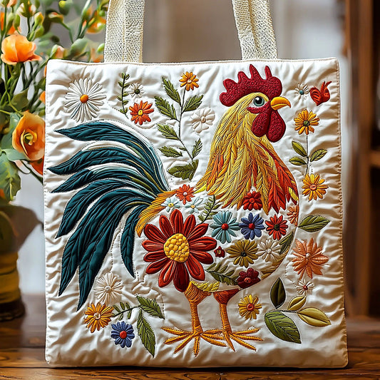 Floral Chicken QA0212009CL Quilted Tote Bag