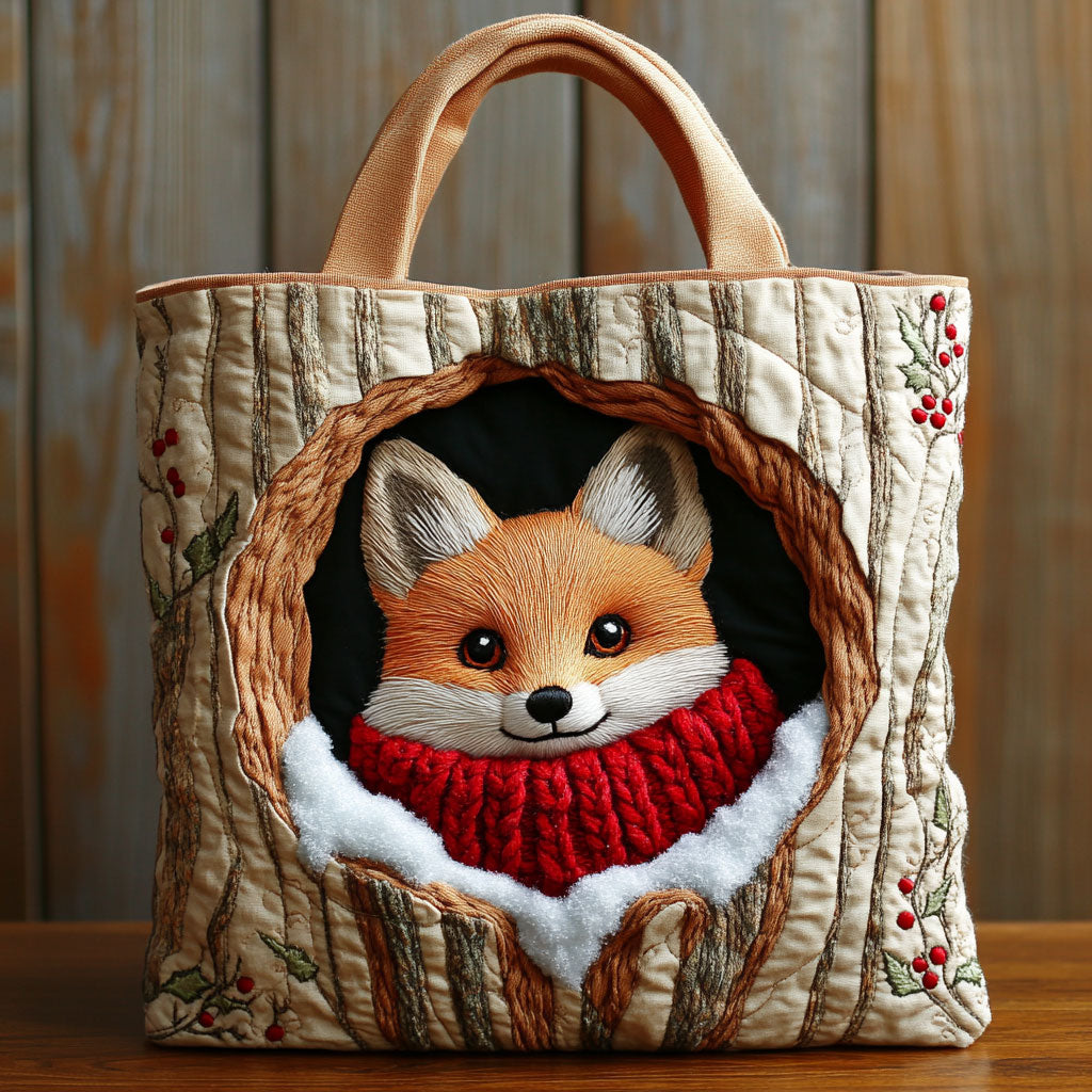 Fox Snuggle CP0112179CL Quilted Tote Bag