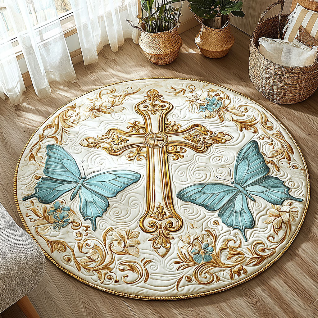 Healing Butterfly QA2711008CL Quilted Round Mat