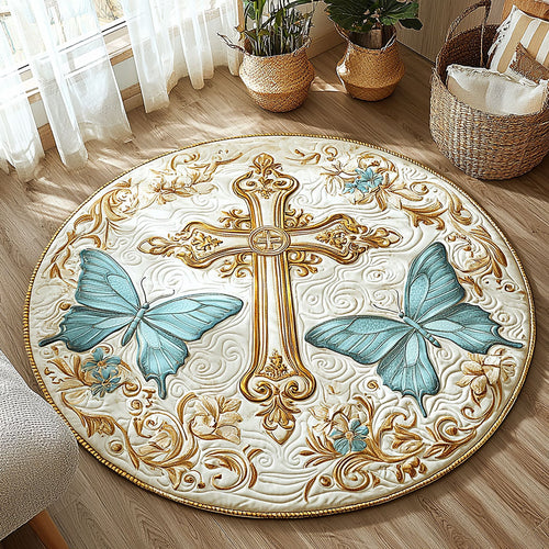 Healing Butterfly QA2711008CL Quilted Round Mat