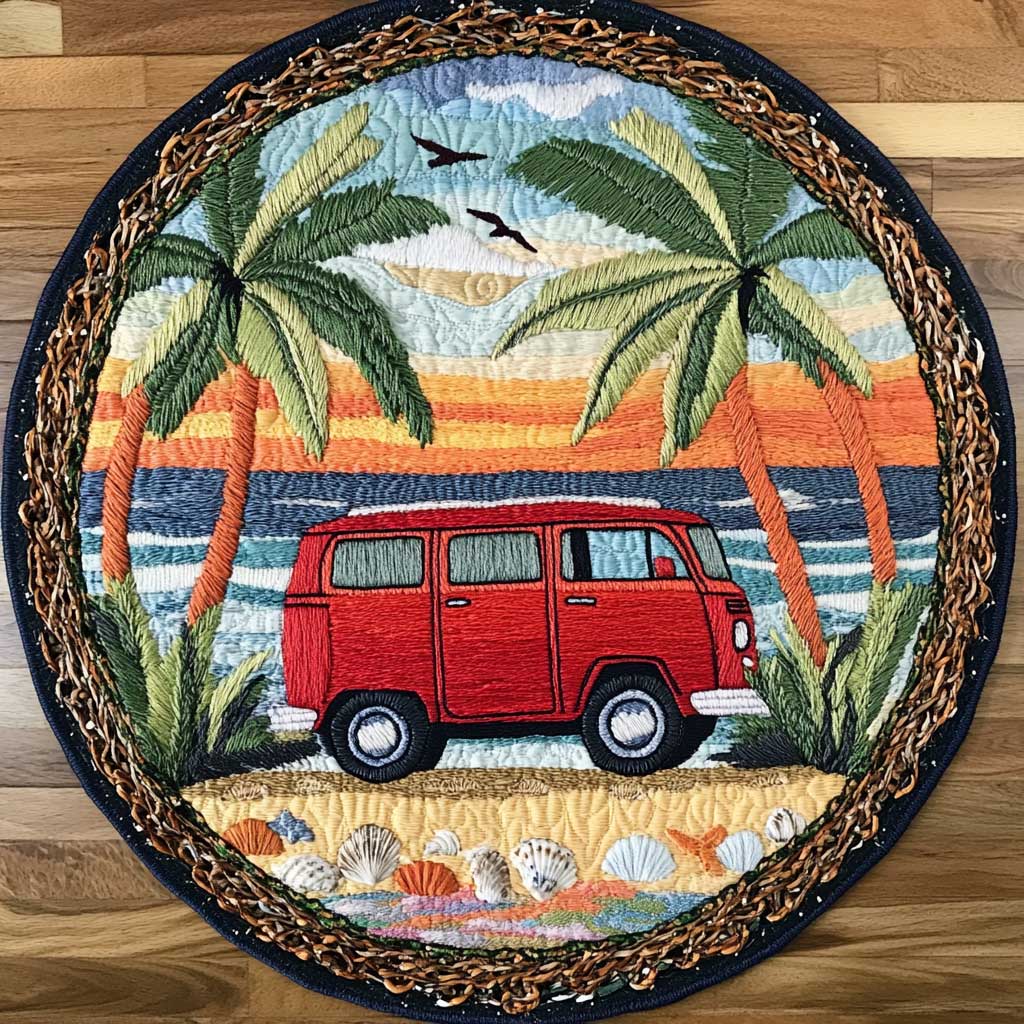 Palm Van Dreams WN2304019CL Quilted Round Mat