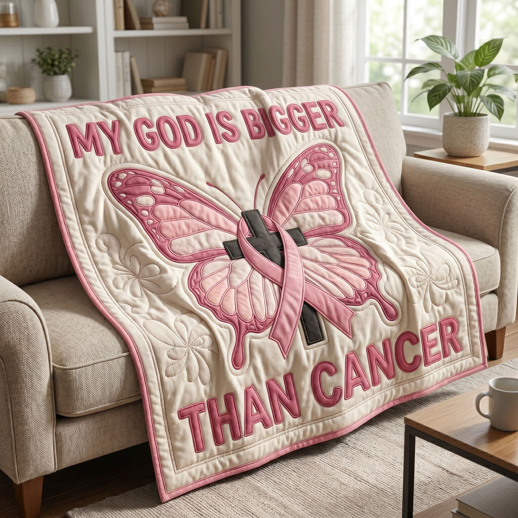 Faith Over Cancer Butterfly WN2404005CL Quilt
