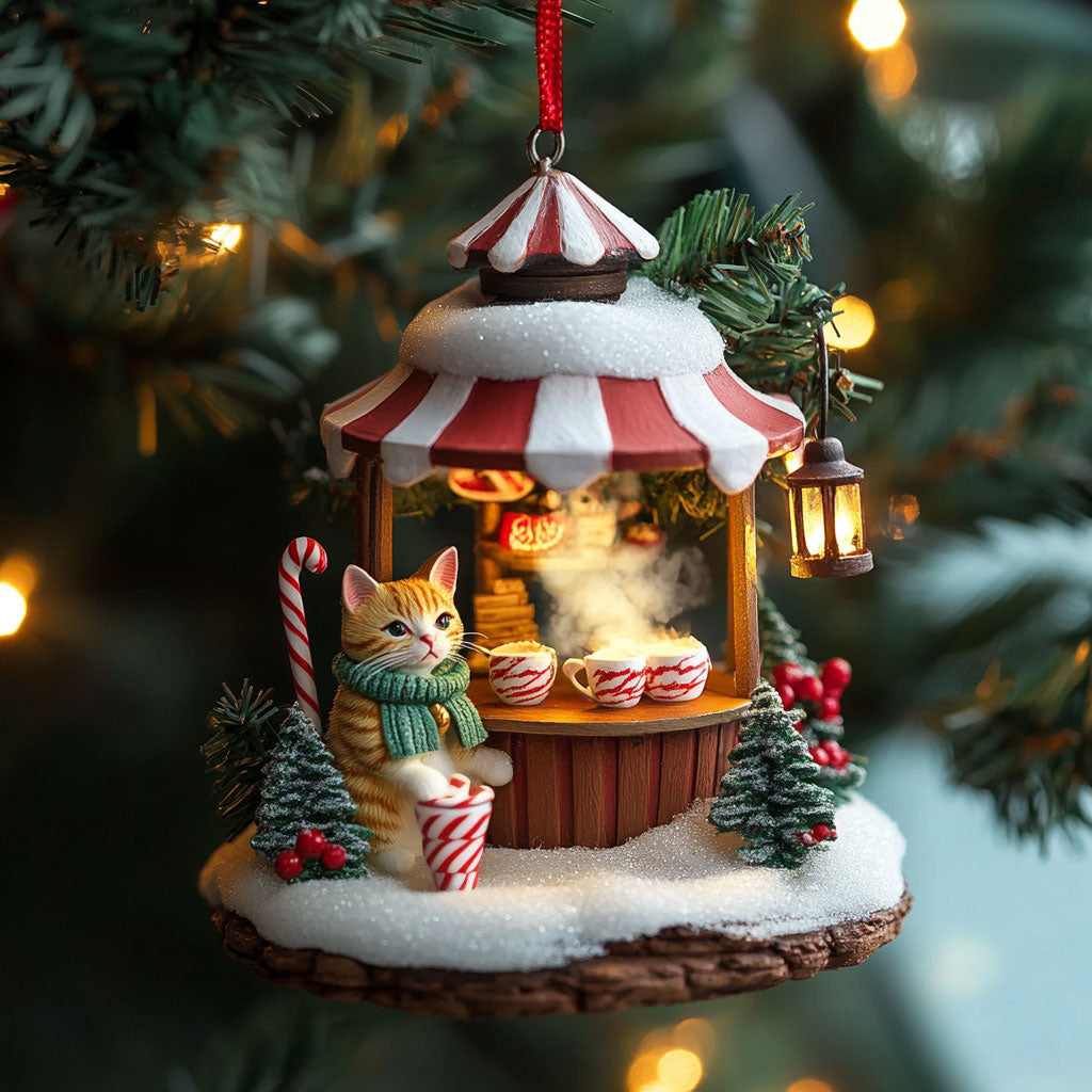Cat Coffee Shop WJ2511002CL Christmas Ornament