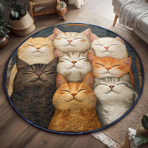 Cat Family WJ0901140CL Quilted Round Mat