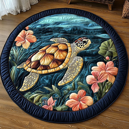Ocean Bloom Turtle KL0212005CL Quilted Round Mat