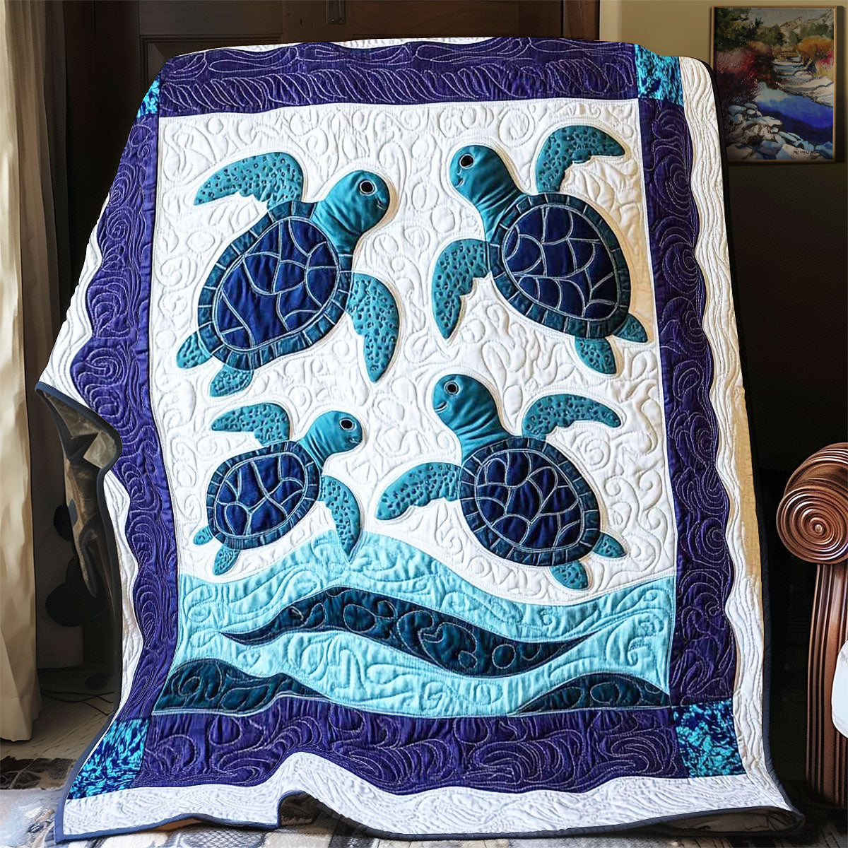 Teal Turtle WP0802040CL Quilt