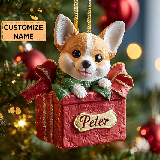 Corgi Cheer CP0112003CL Personalized Christmas Ornament
