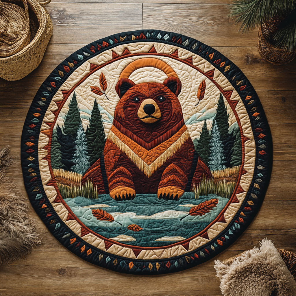 Tribal Bear Totem WJ2406035CL Quilted Round Mat