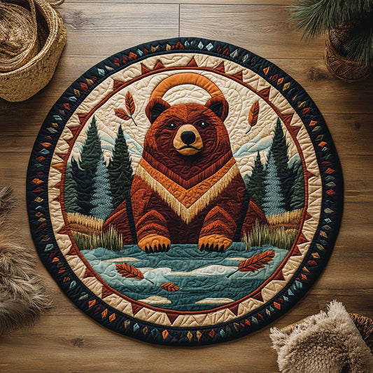 Tribal Bear Totem WJ2406035CL Quilted Round Mat