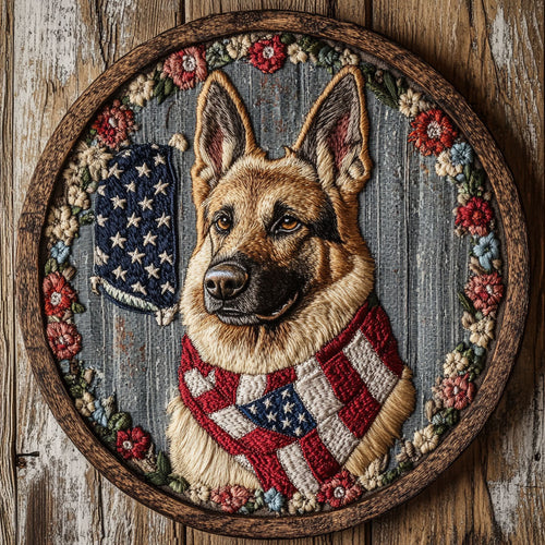 True Blue German Shepherd WN1006086CL Quilted Round Mat