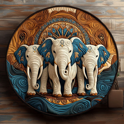 Elephant Trio KL3112005CL Quilted Round Mat