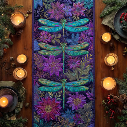 Vibrant Dragonflies XR2511004CL Quilted Table Runner