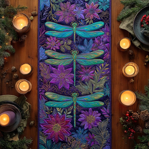 Vibrant Dragonflies XR2511004CL Quilted Table Runner