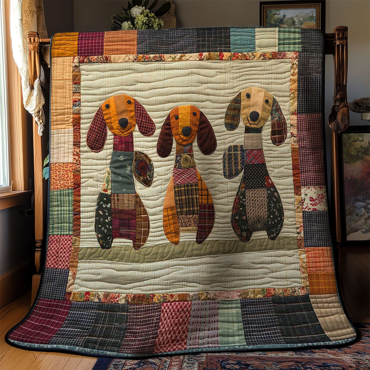 Patchwork Dachshund Trio WN1103029CL Quilt