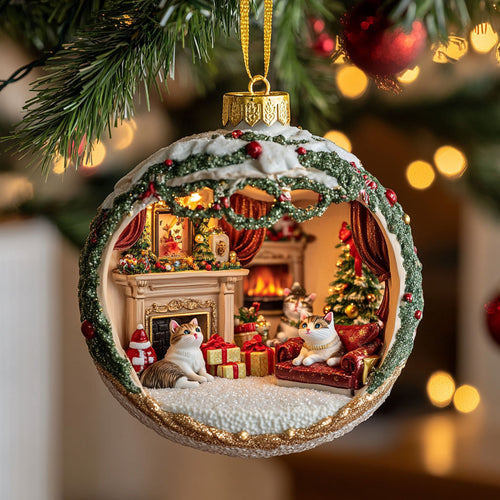 Merry Cat Cabin WN0811053CL Christmas Ornament