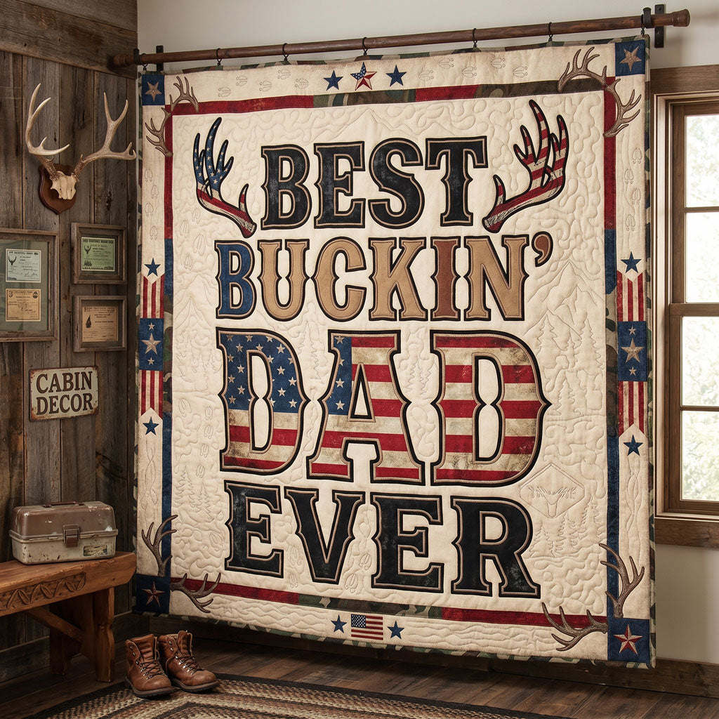Patriotic Deer Hunter Dad WN1006015CL Quilt