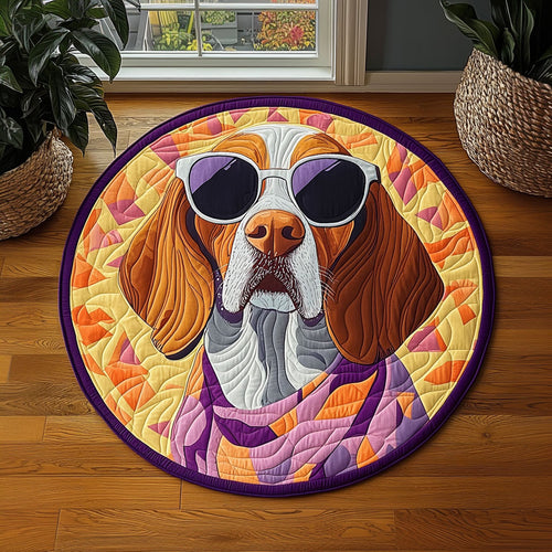 Fancy Basset Hound QA0712011CL Quilted Round Mat