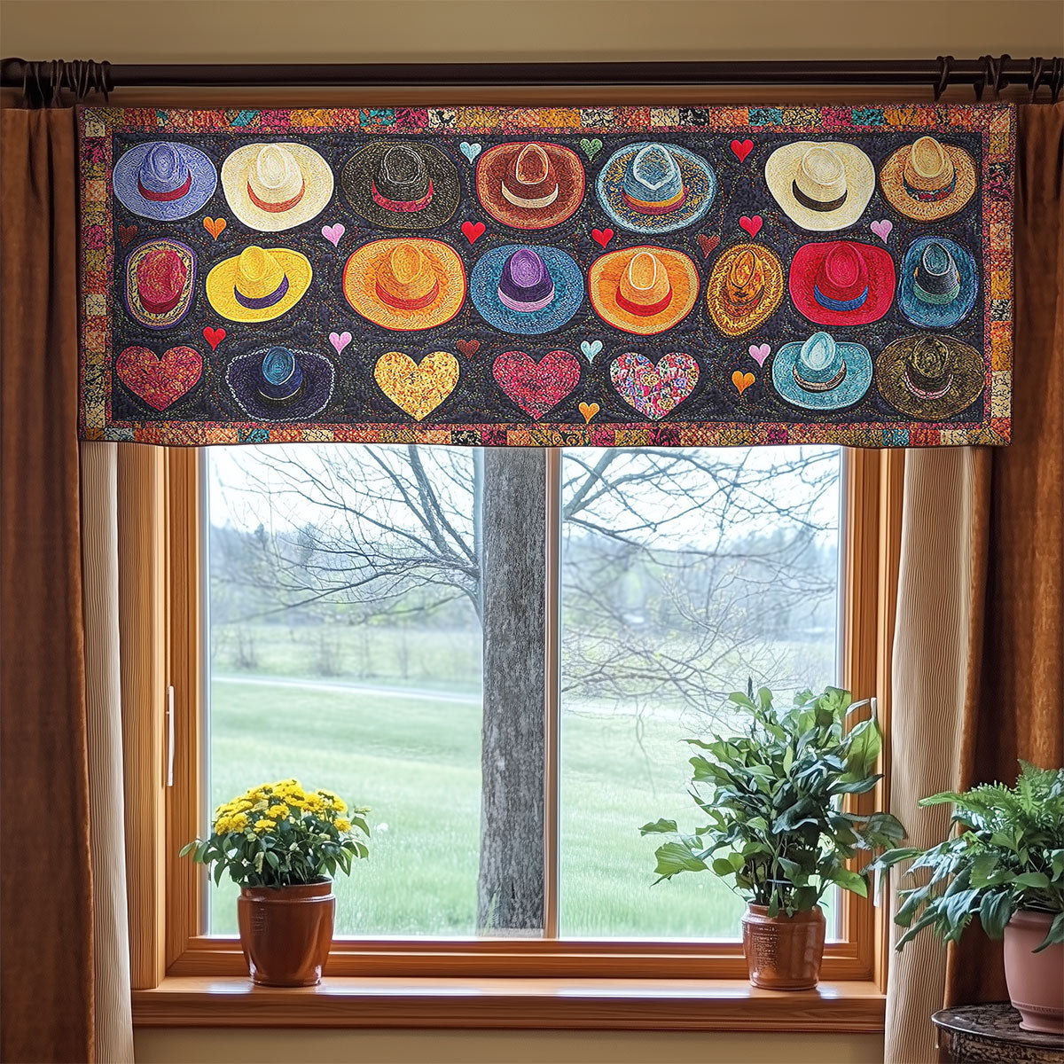 Charming Cowboy Hat WN1505044CL Quilted Valance