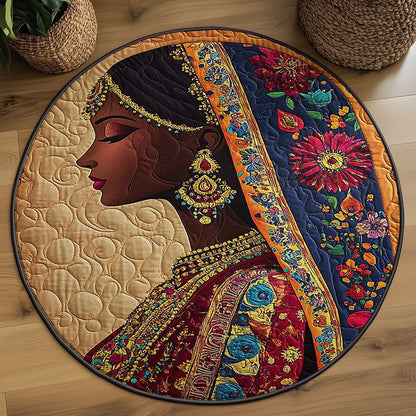 Indian Woman Portrait WJ0507039CL Quilted Round Mat