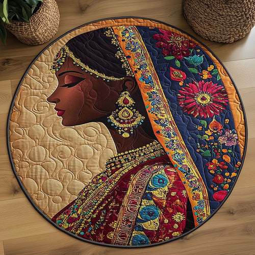 Indian Woman Portrait WJ0507039CL Quilted Round Mat