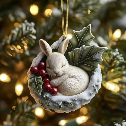 Rabbit Silent Night WN0812062CL Christmas Ornament