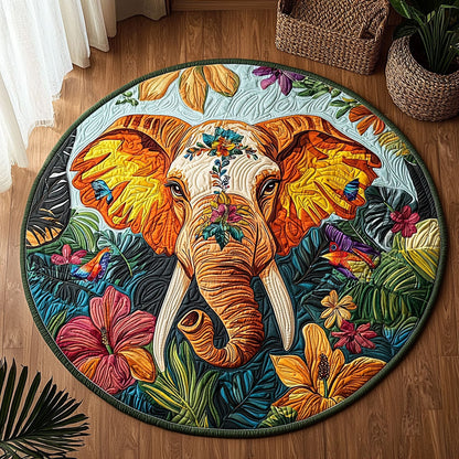 Vibrant Tropical Elephant QA0612007CL Quilted Round Mat