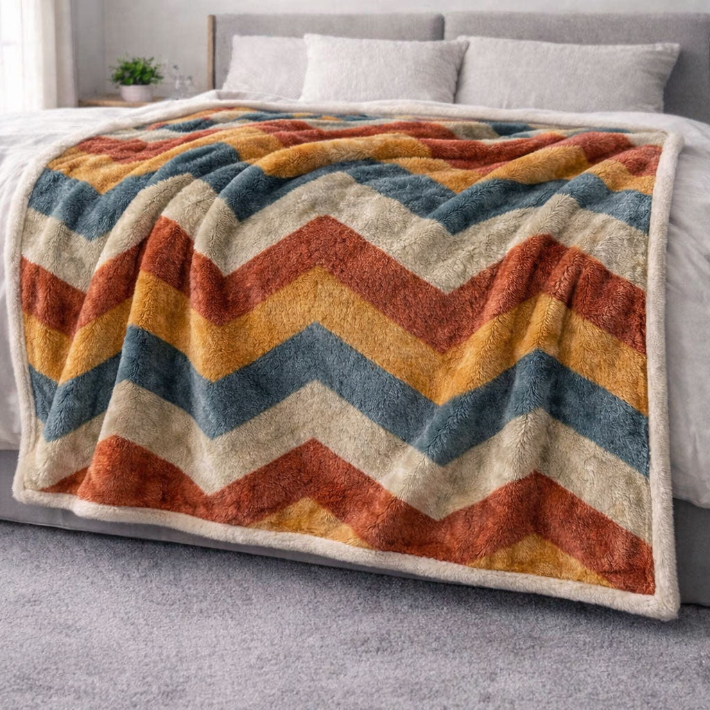 Chevron Cozy CP2801001CL Faux Fur Throw Blanket