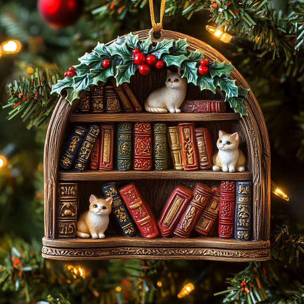 Cat and Book CW2611003CL Christmas Ornament