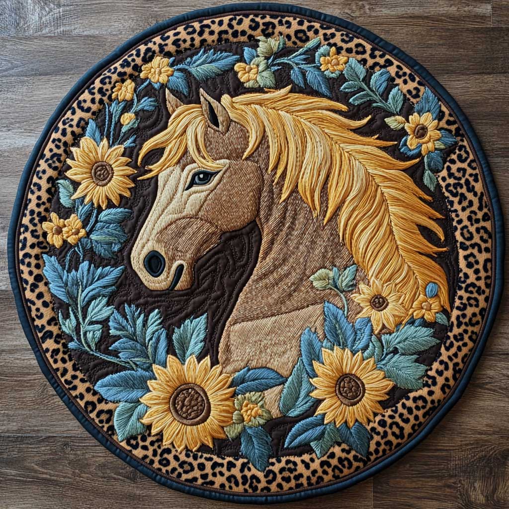Sunflower Horse WN2404061CL Quilted Round Mat