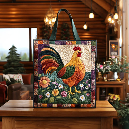 Rooster Floral KL0412030CL Quilted Tote Bag