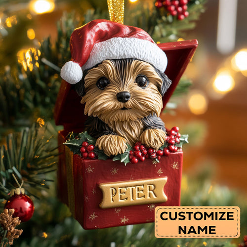 Cozy Yorkie CW2110012CL Personalized Christmas Ornament