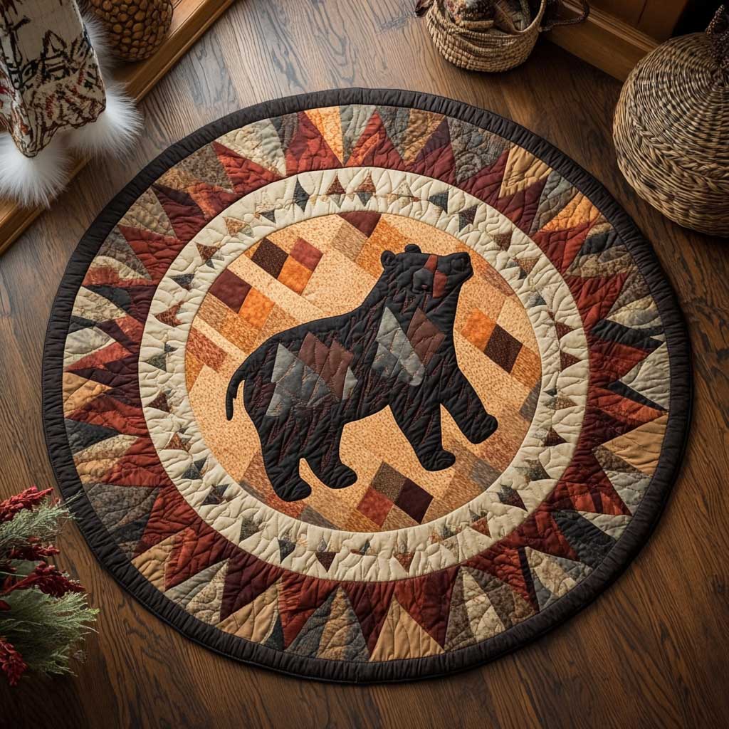 Tribal Bear WN0104055CL Quilted Round Mat