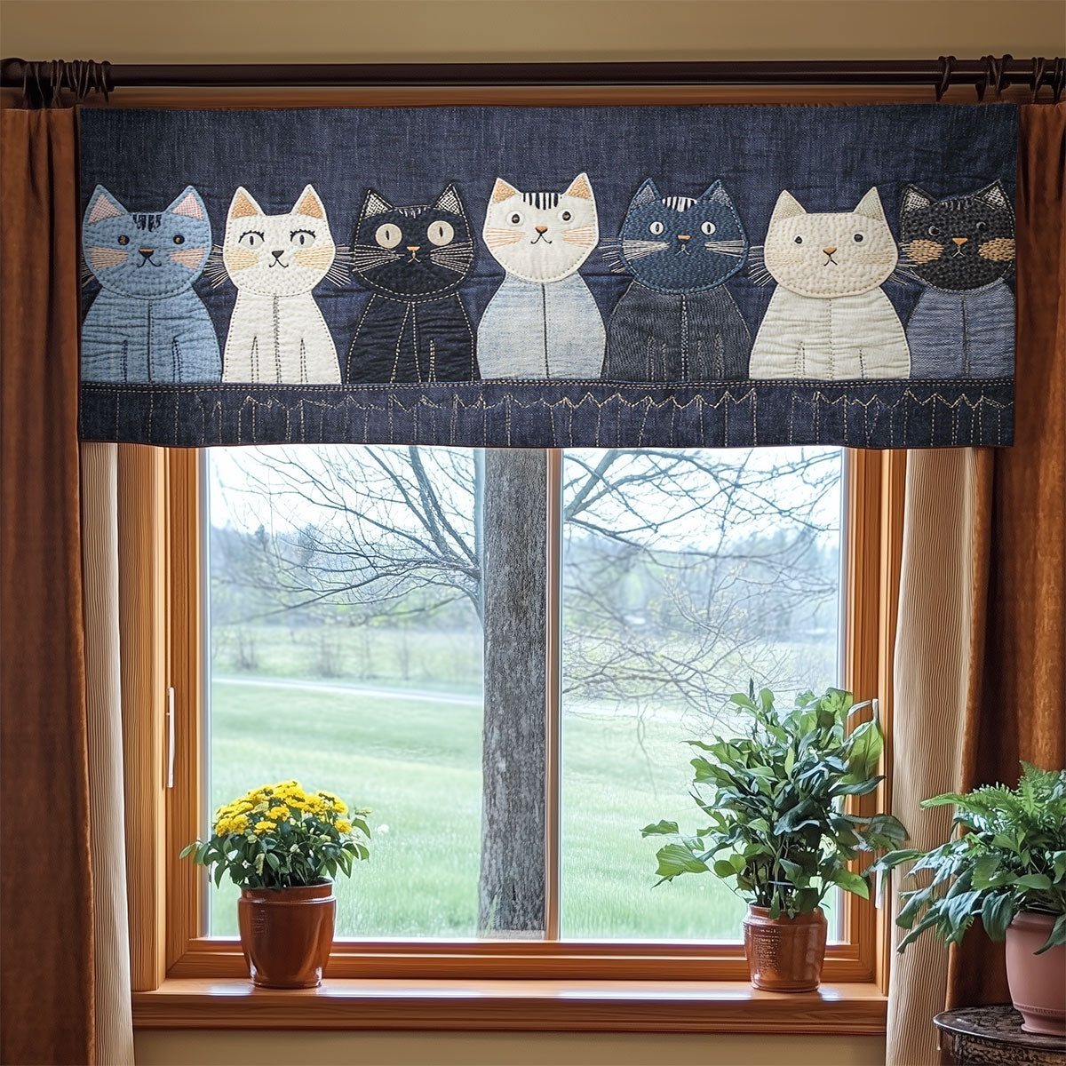 Cat Tails WN0407042CL Quilted Valance