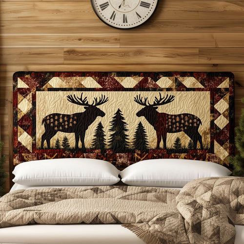Forest Moose Pair KL0601033CL Quilted Headboard Slipcover