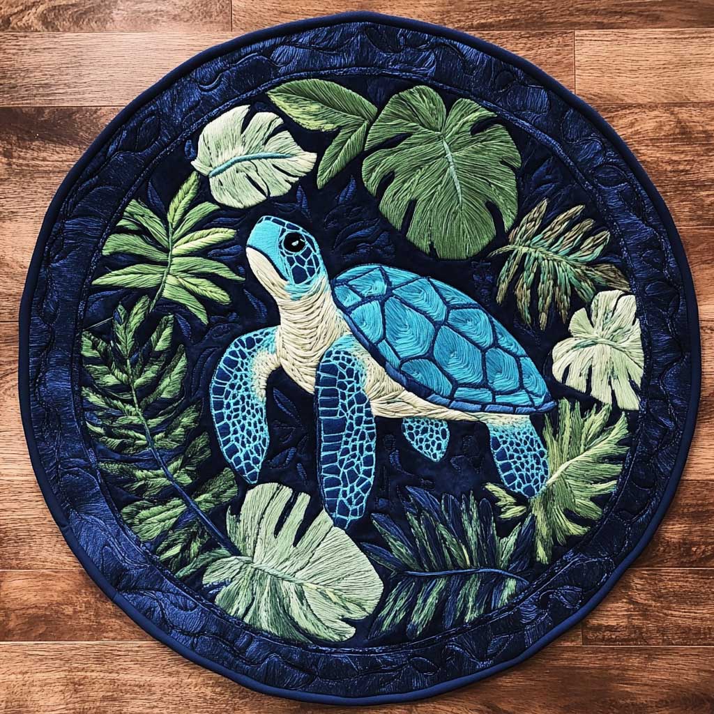 Sacred Hawaiian Turtle WN0805073CL Quilted Round Mat