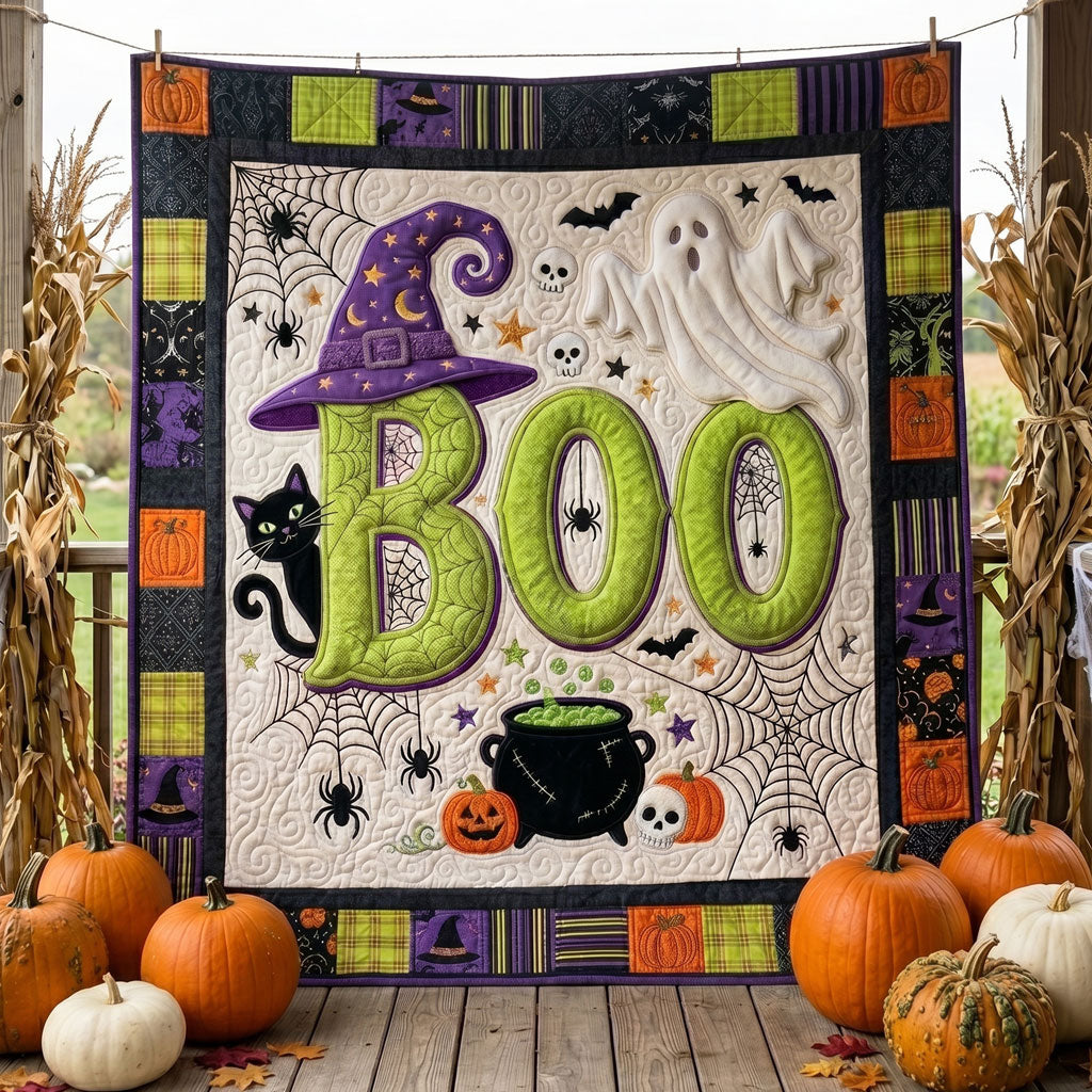 Spooky Cat And Ghost Halloween WN0905018CL Quilt