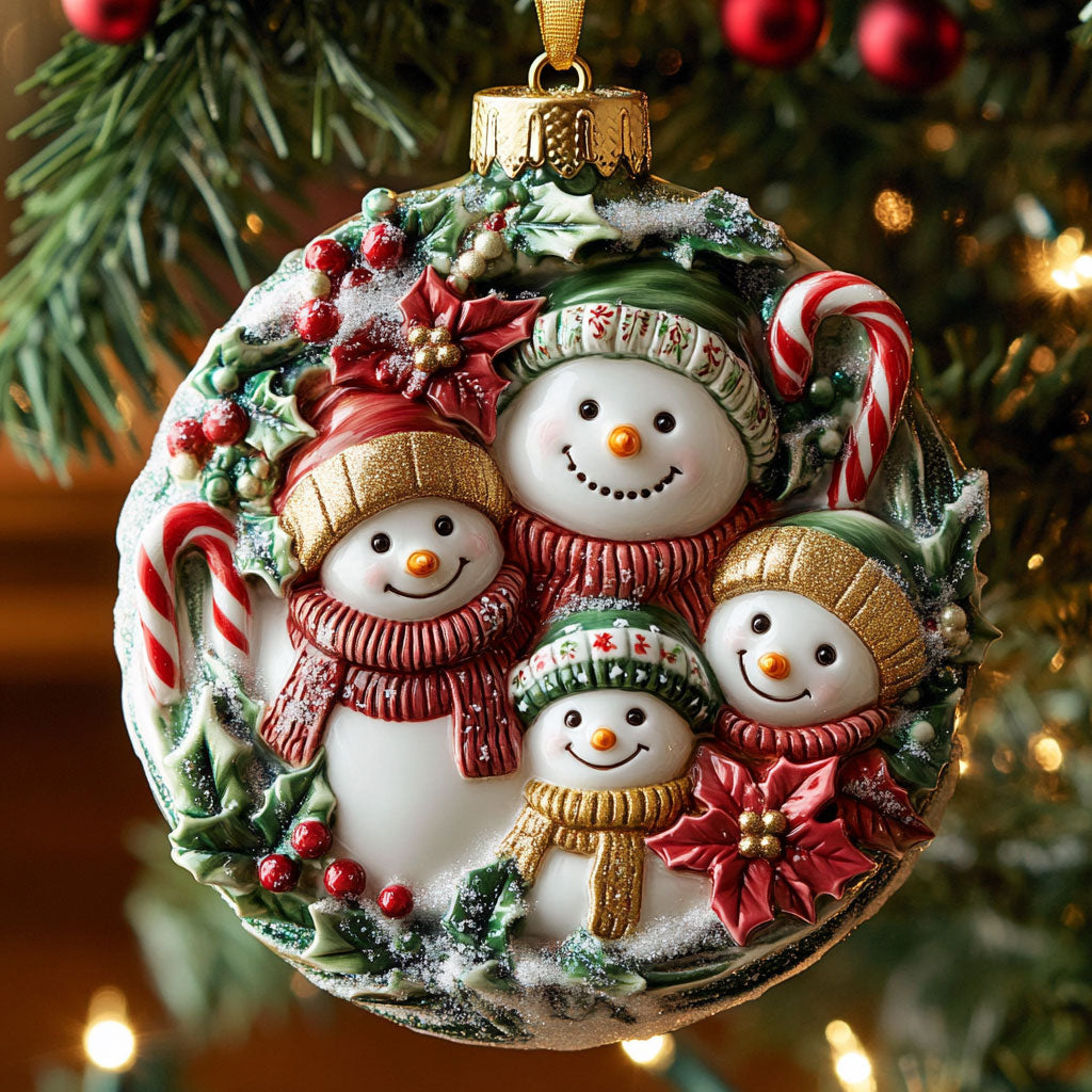 Happy Snowman Family CW2411106CL Christmas Ornament