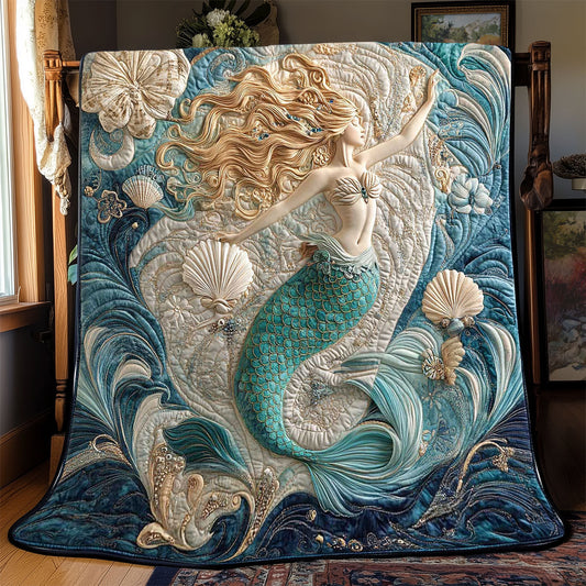 Dancing Teal Mermaid WP1002010CL Quilt