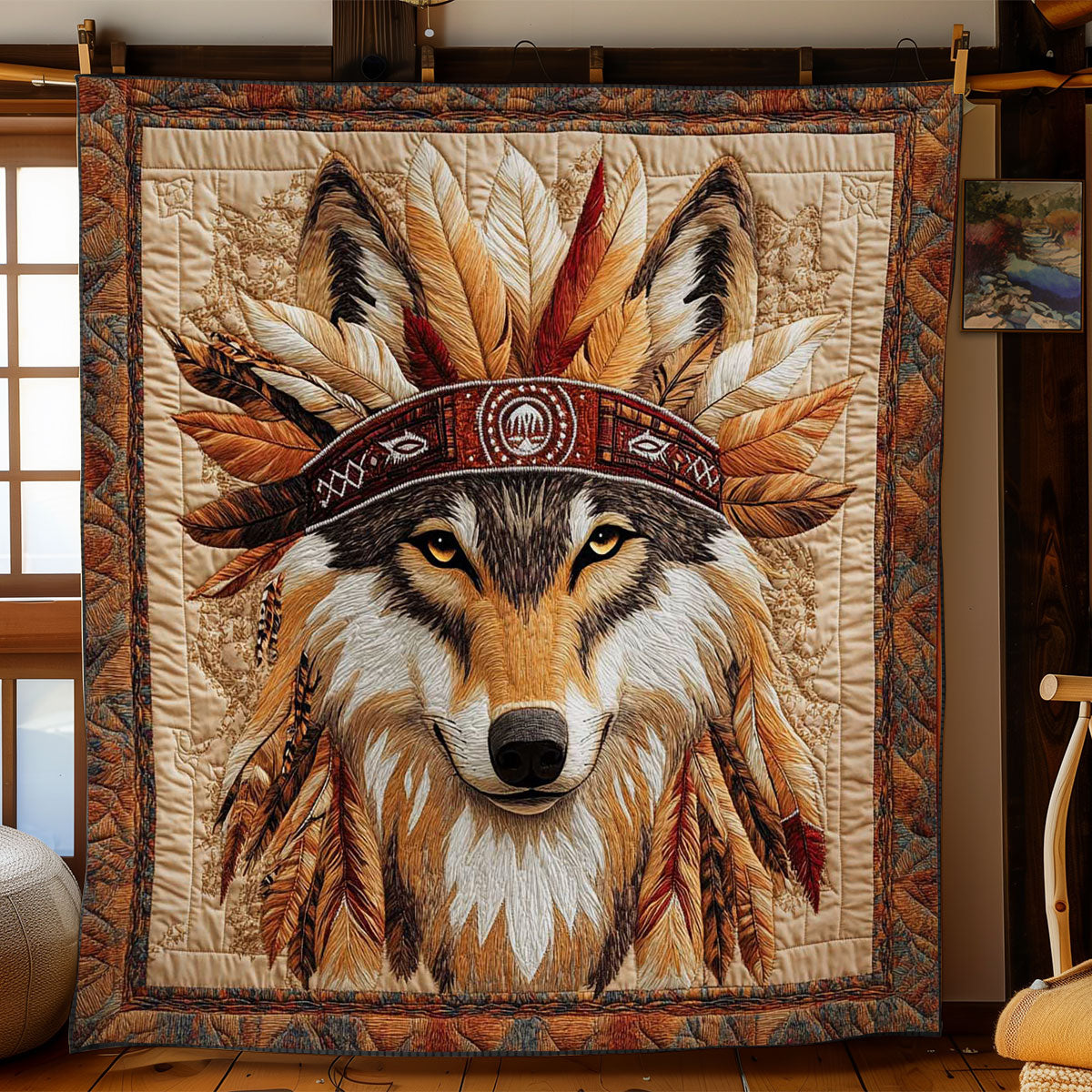 Native Wolf Headdress WN2401009CL Quilt