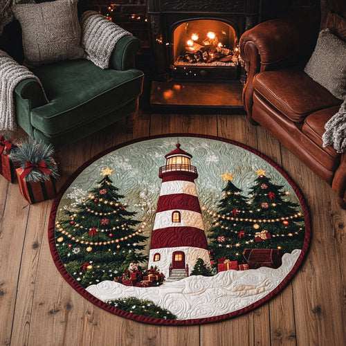 Holiday Lighthouse KL0912030CL Quilted Round Mat