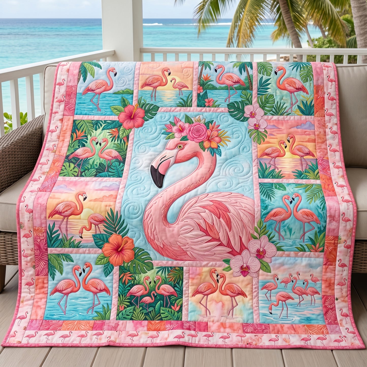 Flamingo Tropical XR2204005CL Quilt