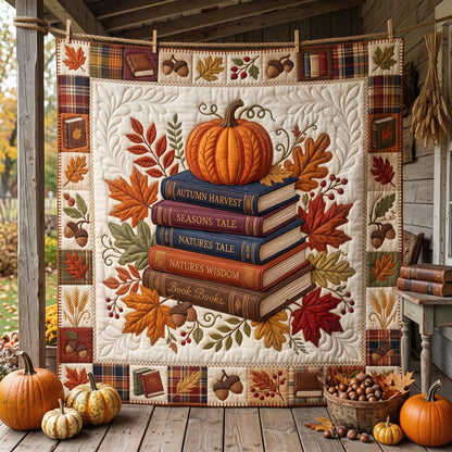 Cozy Autumn Books And Pumpkins WN2706007CL Quilt