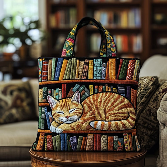 Cat Loves Books XR1111002CL Quilted Tote Bag