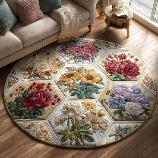 Floral Symphony CW1301144CL Quilted Round Mat