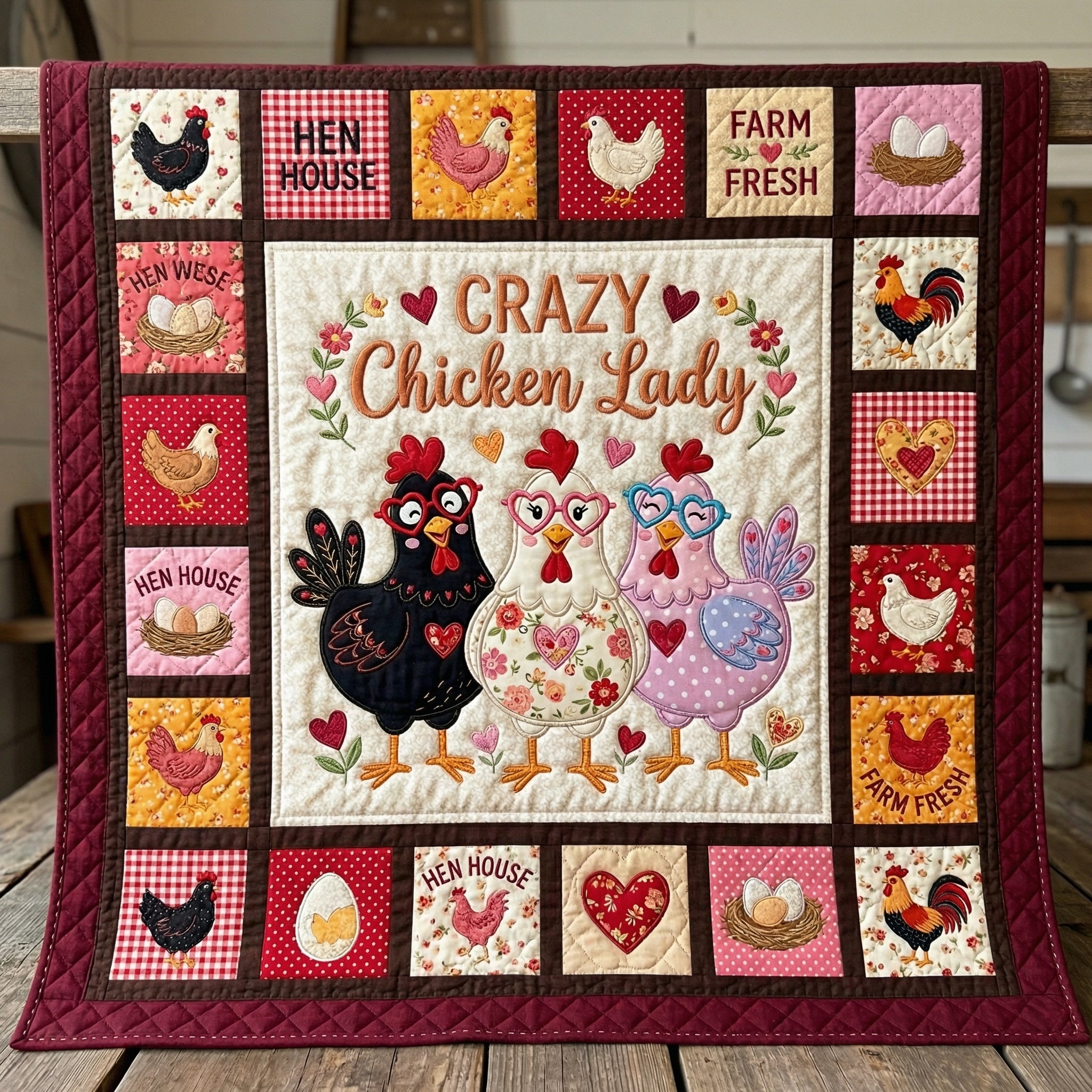 Crazy Chicken Lady XR02040078CL Quilt Blanket – SnuggleDen