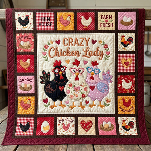 Crazy Chicken Lady XR02040078CL Quilt Blanket