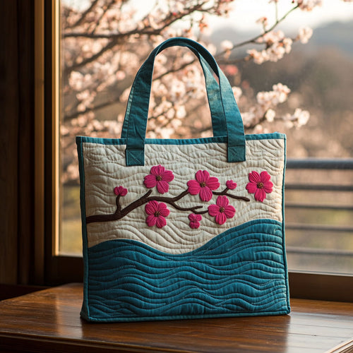 Cherry Bloom Wave WJ2310395CL Quilted Tote Bag
