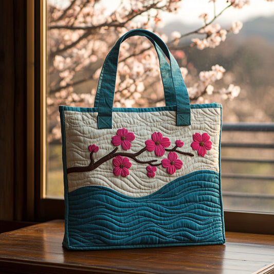 Cherry Bloom Wave WJ2310395CL Quilted Tote Bag