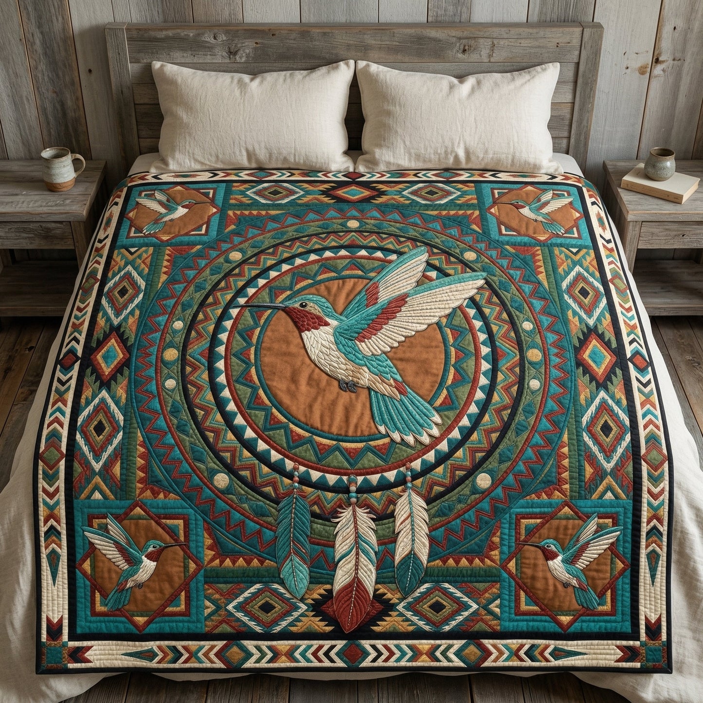 Tribal Hummingbird XR0204003CL Quilt Blanket