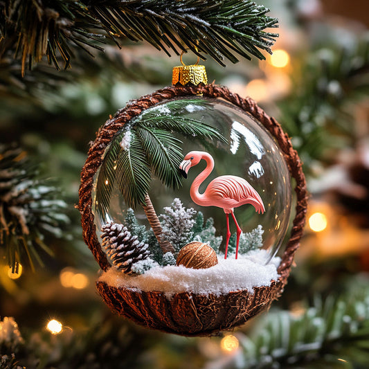 Christmas Day Flamingo WJ1612014CL Christmas Ornament